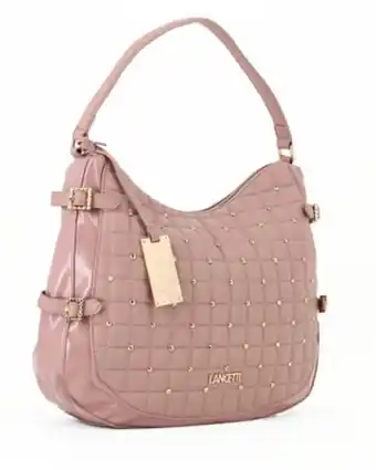 Lancetti - borsa sacca nude trapuntata con borchie oro e fibbie laterali