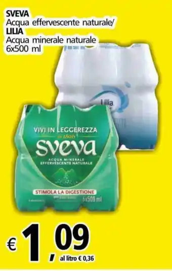 Alter Discount Sveva Acqua effervescente naturale/ Lilia Acqua minerale naturale 6x500 ml offerta