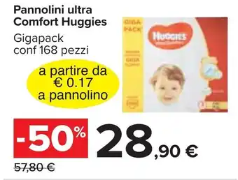 Carrefour Huggies Pannolini ultra gigapack conf 168 pezzi offerta