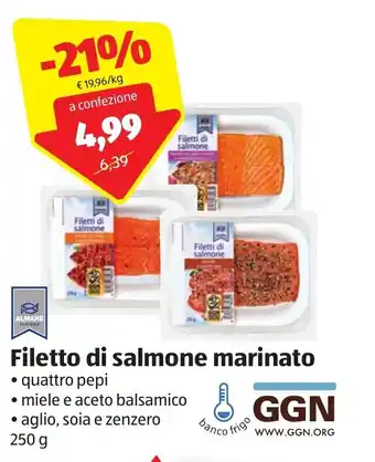 ALDI Almare Filetto di salmone marinato 250 g offerta
