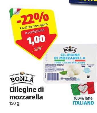ALDI Bonlà Ciliegine di mozzarella 150 g offerta