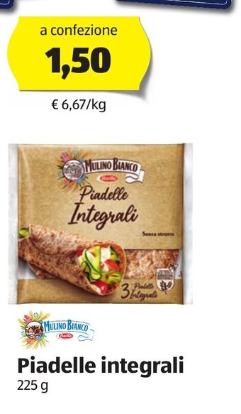 ALDI Mulino Bianco Piadelle integrali 225 g offerta