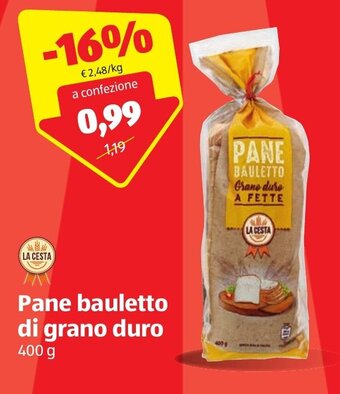 ALDI La Cesta Pane bauletto di grano duro 400 g offerta