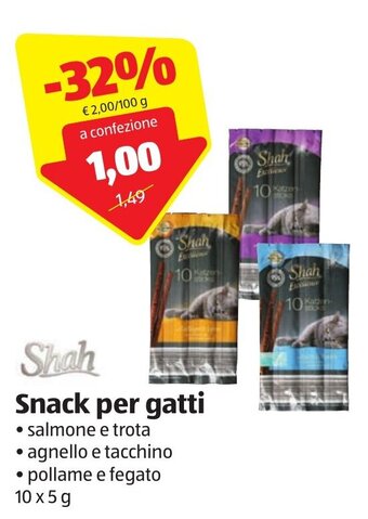 ALDI Shah Snack per gatti 10 x 5 g offerta