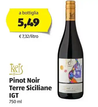 ALDI Kris Pinot Noir Terre Siciliane IGT 750 ml offerta