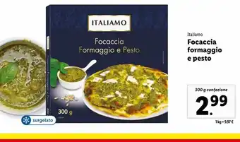 Lidl Focaccia formaggio e pesto offerta