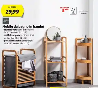 ALDI Easy Home Mobile da bagno in bambù offerta