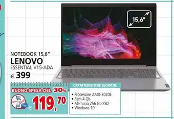 Notebook 15,6" lenovo essential v15-ada