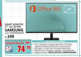 Il Gigante Smart monitor 27" all in one samsung ls27 am500nrxen offerta