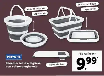 Lidl Secchio, cesto o tagliere con colino pieghevole offerta
