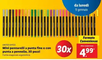 Lidl Mini pennarelli a punta fine o con punta a pennello 30 pezzi offerta