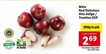 Lidl Mele red delicious alto adige / trentino igp offerta