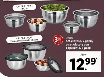 Lidl Set ciotole 5 pezzi o set ciotole con coperchio 3 pezzi offerta