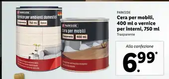 Lidl Cera per mobili 400 ml o vernice per interni 750 ml offerta