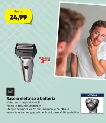 ALDI Easy Home Rasoio elettrico a batteria offerta