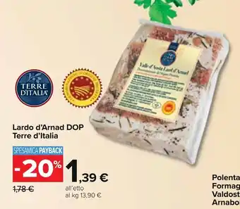 Carrefour Terre d'Italia Lardo d'Arnad DOP offerta