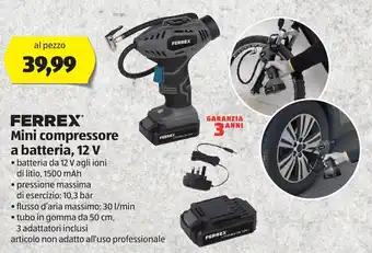 ALDI Ferrex Mini compressore a batteria, 12 V offerta