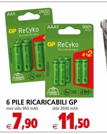 6 pile ricaricabili gp