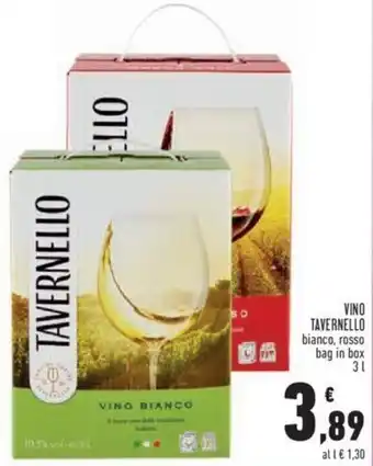 Conad Tavernello Vino bianco, rosso bag in box 3 l offerta