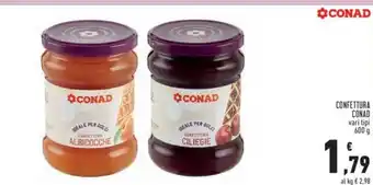 Conad Conad Confettura vari tipi 600 g offerta
