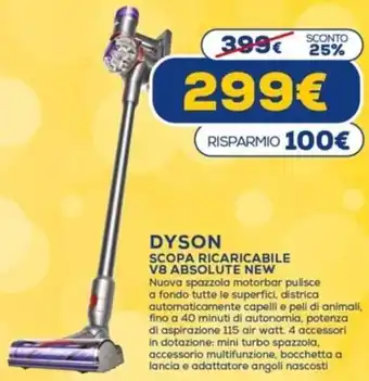 Euronics Dyson Scopa Ricaricabile V8 Absolute New offerta