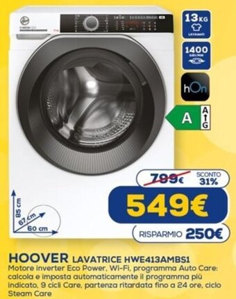 Euronics Hoover Lavatrice HWE413AMBS1 offerta