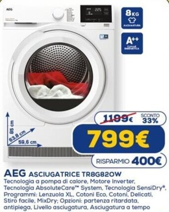 AEG Asciugatrice TR8G820W
