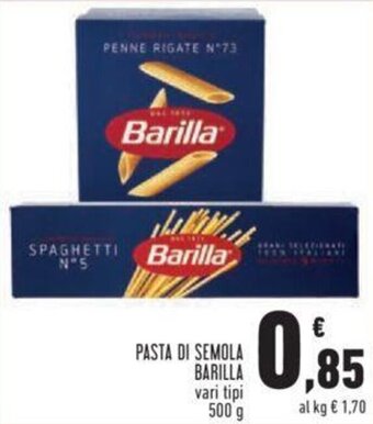 Conad Barilla Pasta di Semola vari tipi 500 g offerta