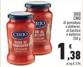 Conad Cirio Sugo di pomodoro e datterini, al basilico e datterini 350 g offerta