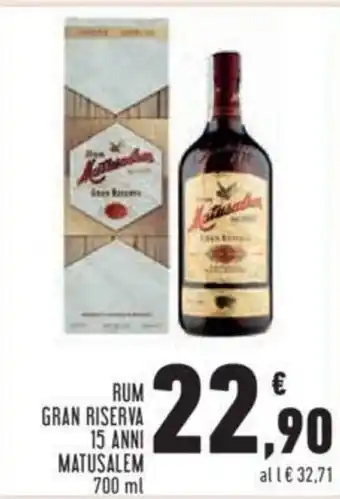 Conad Matusalem Rum Gran Riserva 15 Anni 700 ml offerta