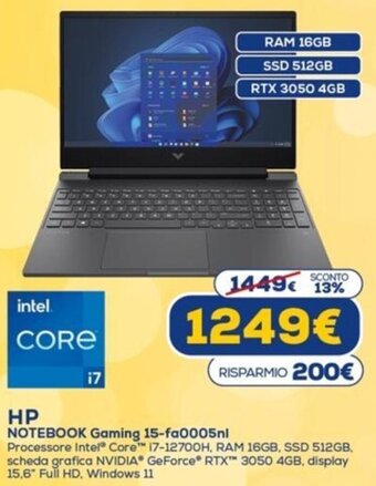 Euronics HP Notebook Gaming 15-fa0005nl offerta
