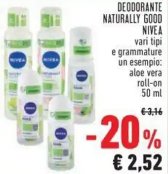 Conad Nivea Deodorante Naturally Good vari tipi 50 ml offerta