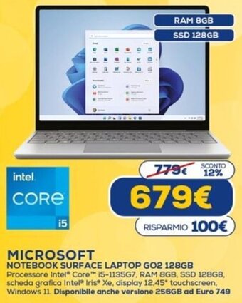 Microsoft Notebook Surface Laptop GO2 128GB