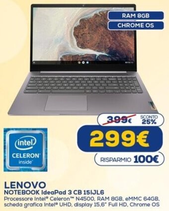 Euronics Lenovo Notebook IdeaPad 3 CB 15IJL6 offerta