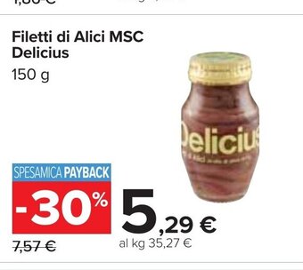 Carrefour Delicius Filetti di Alici MSC 150 g offerta
