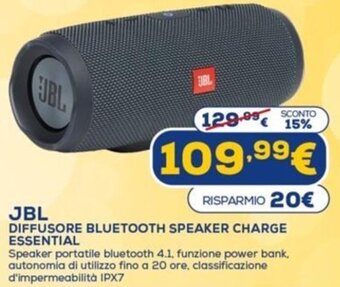Euronics JBL Diffusore Bluetooth Speaker Charge Essential offerta
