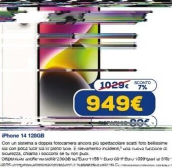 Euronics iPhone 14 128GB offerta