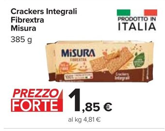 Carrefour Misura Crackers Integrali Fibrextra 385 g offerta