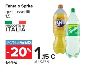 Carrefour Fanta o Sprite gusti assortiti 1,5 l offerta