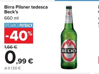 Carrefour Beck's Birra Pilsner tedesca 660 ml offerta