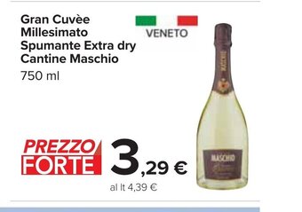 Carrefour Gran Cuvèe Millesimato Spumante Extra dry Cantine Maschio 750 ml offerta