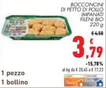 Conad Fileni Bio Bocconcini di Petto di Pollo Impanati 220 g offerta