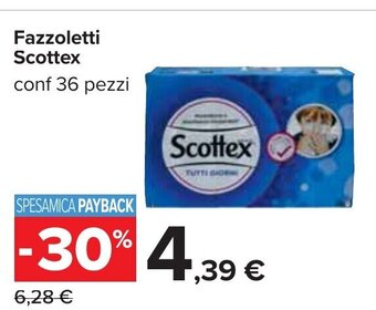 Carrefour Scottex Fazzoletti conf 36 pezzi offerta