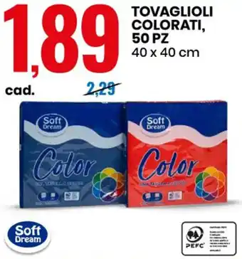 Eurospin Soft Dream Tovaglioli Colorati 50 pz offerta