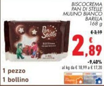 Conad Barilla Mulino Bianco Biscocrema Pan di Stelle 168 g offerta