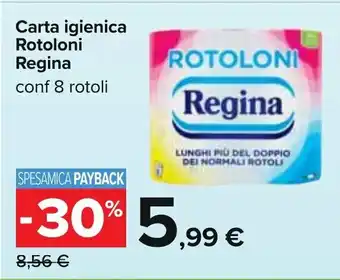 Carrefour Rotoloni Regina Carta igienica conf 8 rotoli offerta