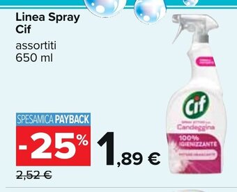 Carrefour Cif Linea Spray assortiti 650 ml offerta