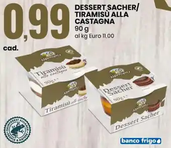Eurospin Alpenspitz Dessert Sacher/Tiramisù alla Castagna 90 g offerta