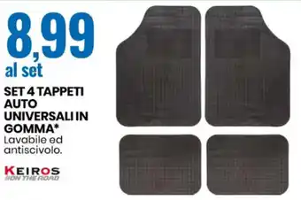Keiros Set 4 Tappeti Auto Universali in Gomma