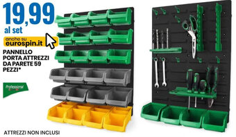 Eurospin Pannello Porta Attrezzi Da Parete 59 Pezzi offerta